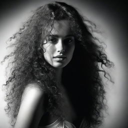 A young, beautiful woman with long, curly hair