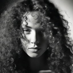 A young, beautiful woman with long, curly hair