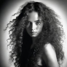 A young, beautiful woman with long, curly hair