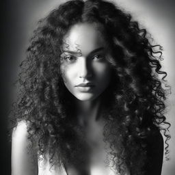 A young, beautiful woman with long, curly hair