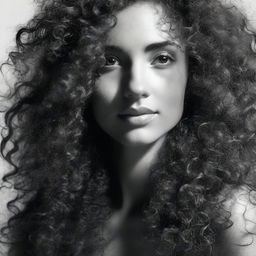 A young, beautiful woman with long, well-arranged curly hair