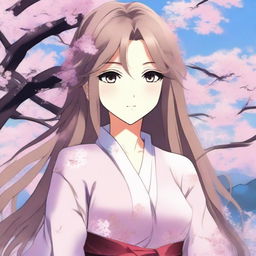 A beautifully designed anime girl with long flowing hair and striking eyes, wearing a stylish outfit