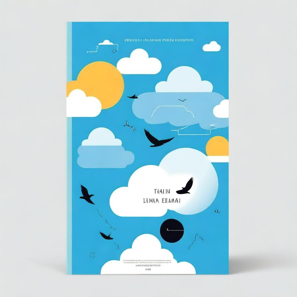 Design a cover page that prominently features the sky and includes various geometric shapes