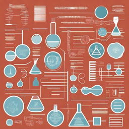 Create an image that represents the fields of biology, chemistry, physics, computer science, and math