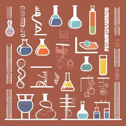 Create an image that represents the subjects of biology, chemistry, physics, computer science, and math