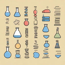 Create an image that represents the subjects of biology, chemistry, physics, computer science, and math