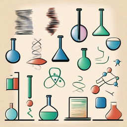 Create an image that represents the subjects of biology, chemistry, physics, computer science, and math