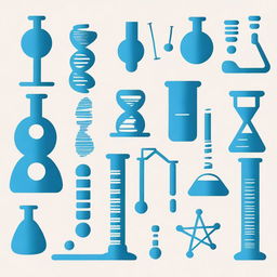 Create an image that represents the subjects of biology, chemistry, physics, computer science, and math, using a blue color scheme