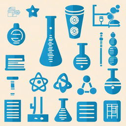 Create an image that represents the subjects of biology, chemistry, physics, computer science, and math, using a blue color scheme