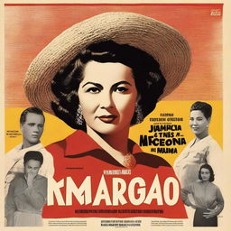 A modern movie poster for a documentary titled 'Maricota and the Times', showcasing a Brazilian woman who moved to Mexico in the early 1940s