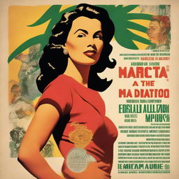 A modern movie poster for a documentary titled 'Maricota and the Times', showcasing a Brazilian woman who moved to Mexico in the early 1940s