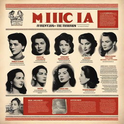 A modern movie poster for a documentary titled 'Maricota and the Times', showcasing a Brazilian woman who moved to Mexico in the early 1940s