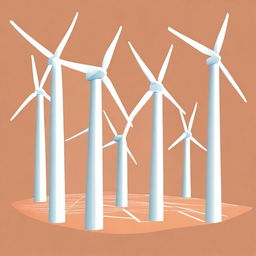 Illustrate a smart electricity grid with straight wind turbine blades