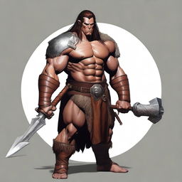 Create a realistic depiction of a Dungeons & Dragons barbarian warrior