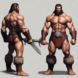 Create a realistic depiction of a Dungeons & Dragons barbarian warrior