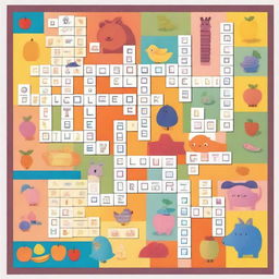 An image of a fun and colorful children's crossword puzzle