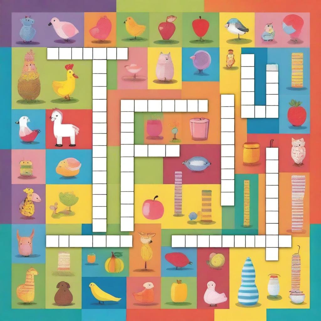 An image of a fun and colorful children's crossword puzzle