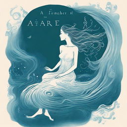 A drawn book cover featuring a woman floating gracefully in stylized water