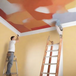 Create an advertising poster for a service specializing in painting ceilings