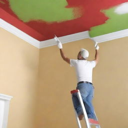 Create an advertising poster for a service specializing in painting ceilings