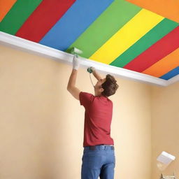 A vibrant and eye-catching advertising poster showcasing the benefits of painting ceilings