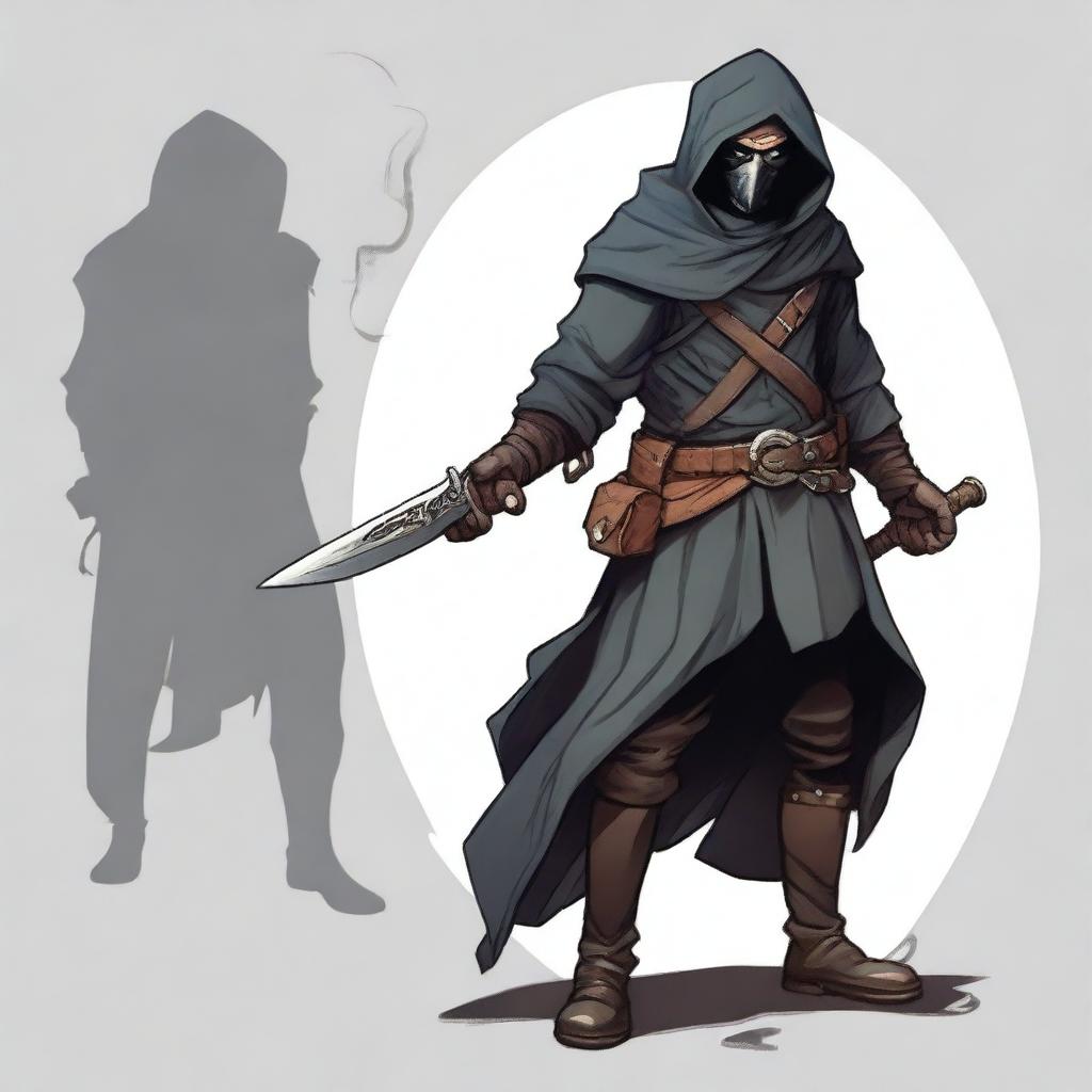 A medium-sized thief character for Dungeons & Dragons with an intriguing face