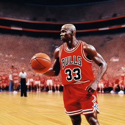 A realistic portrait of Michael Jordan, the legendary basketball player, in his prime