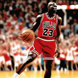 A realistic portrait of Michael Jordan, the legendary basketball player, in his prime