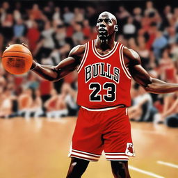 A realistic portrait of Michael Jordan, the legendary basketball player, in his prime