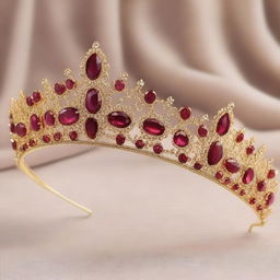 A beautiful ruby tiara adorned with intricate floral designs