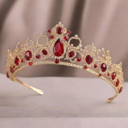 A beautiful ruby tiara adorned with intricate floral designs