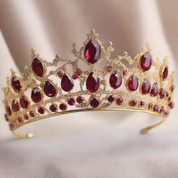 A beautiful ruby tiara adorned with intricate floral designs