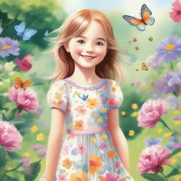 A detailed and charming illustration of a young girl