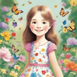 A detailed and charming illustration of a young girl