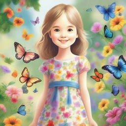 A detailed and charming illustration of a young girl