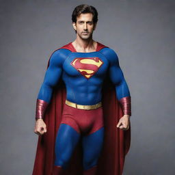 Hrithik Roshan in a Superman costume, showcasing strength and determination