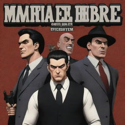 A group of fierce, angry gangsters styled in 3D anime, bearing the group title 'Mafia Elhombre' prominently displayed above them