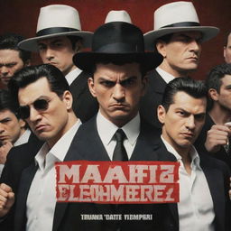 A group of fierce, angry gangsters styled in 3D anime, bearing the group title 'Mafia Elhombre' prominently displayed above them