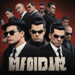 A group of fierce, angry gangsters styled in 3D anime, bearing the group title 'Mafia Elhombre' prominently displayed above them