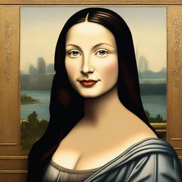 A modern reinterpretation of the Mona Lisa featuring a trans woman