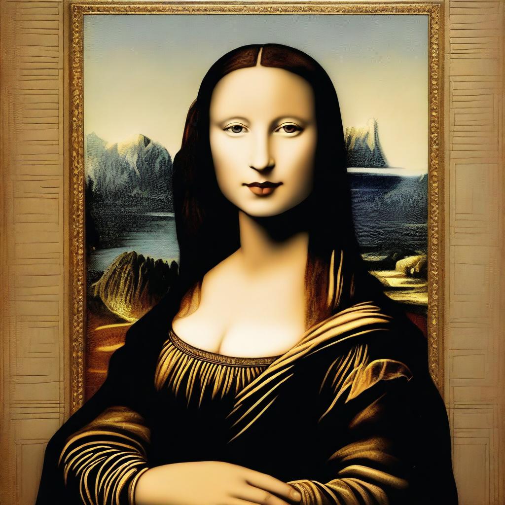 A modern reinterpretation of the Mona Lisa featuring a trans woman