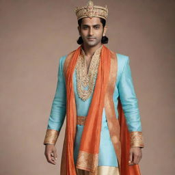 A modern rendition of Shri Ram, adapting traditional attire to contemporary fashion while maintaining his divine integrity