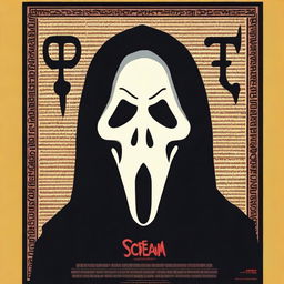 A reimagined movie poster for an Arabic version of the classic horror film 'Scream'