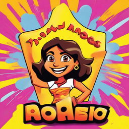 A 90's Nickelodeon-style cartoon poster featuring a lively, anthropomorphic female Latina nacho chip