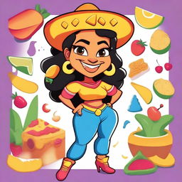 A 90's Nickelodeon-style cartoon poster featuring a lively, anthropomorphic female Latina nacho chonga