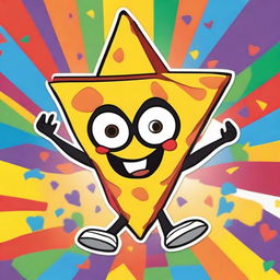 A 90's Nickelodeon-style cartoon poster featuring a lively, anthropomorphic nacho character