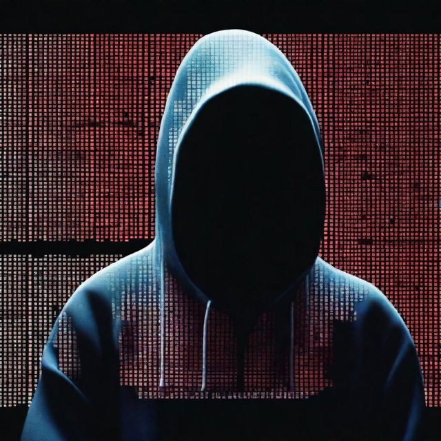 A movie poster featuring a mysterious hacker in a dark room filled with computer screens and digital codes