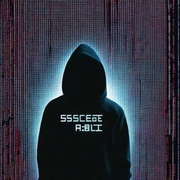 A movie poster featuring a mysterious hacker in a dark room filled with computer screens and digital codes