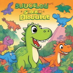 Create a book cover for a kids' dinosaur coloring book