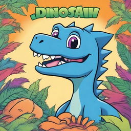 Create a book cover for a kids' dinosaur coloring book